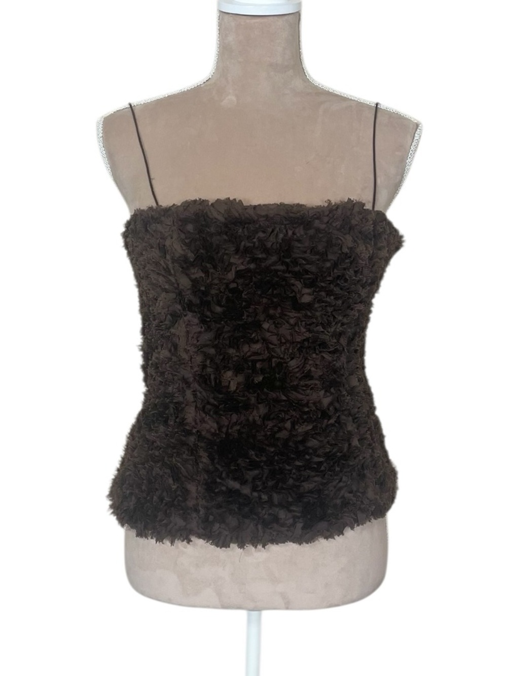 NWT Zara Voluminous Mesh Top in Brown - Picture 4 of 13
